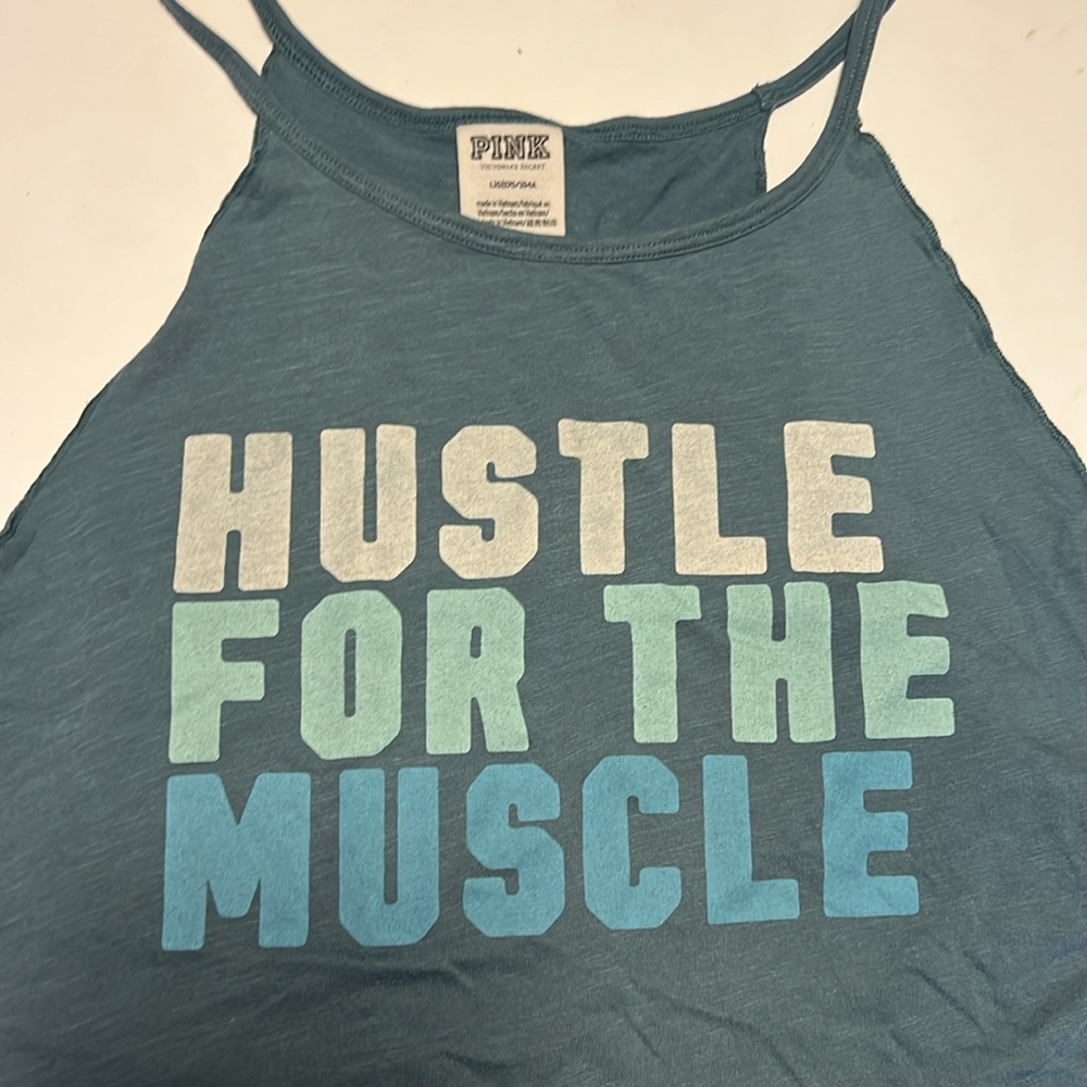 PINK - Victoria’s Secret Exercise Tank - ‘Hustle for the Muscle’. Size Large